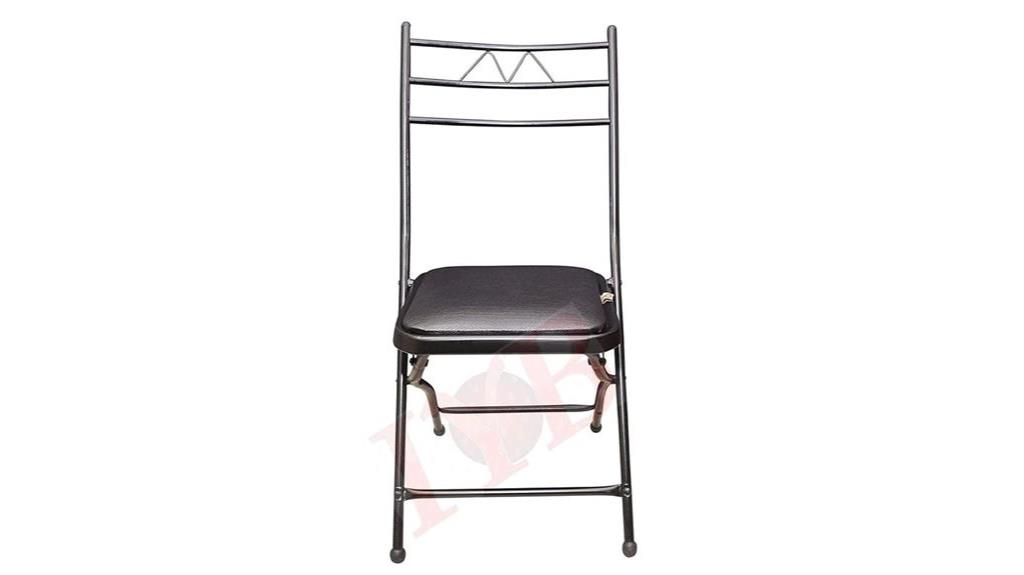 black folding chair with cushion