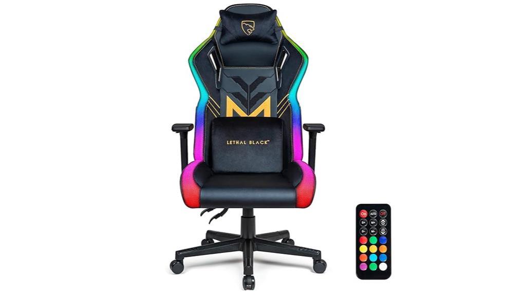 ergonomic gaming chair with rgb lights and velvet fabric