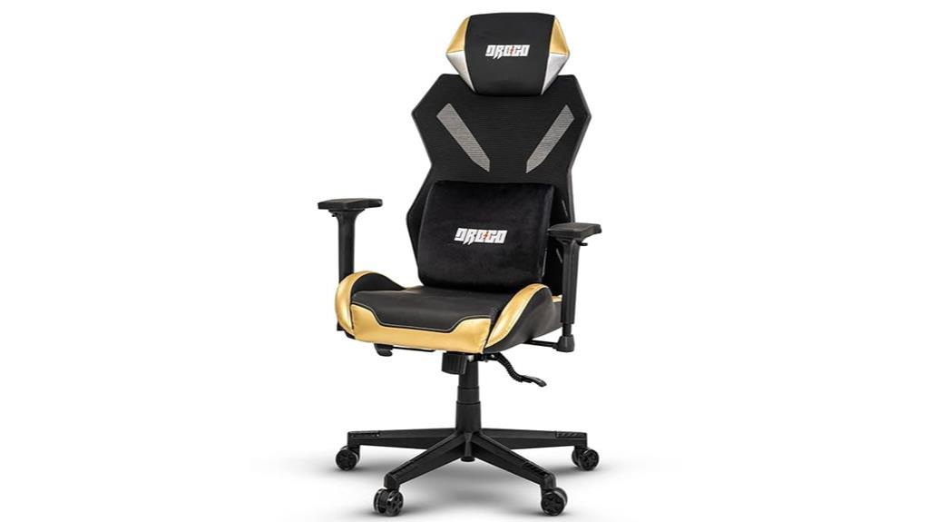 gold gaming chair with mesh seat